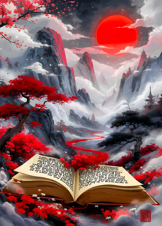 Open Book in a Mystical Landscape