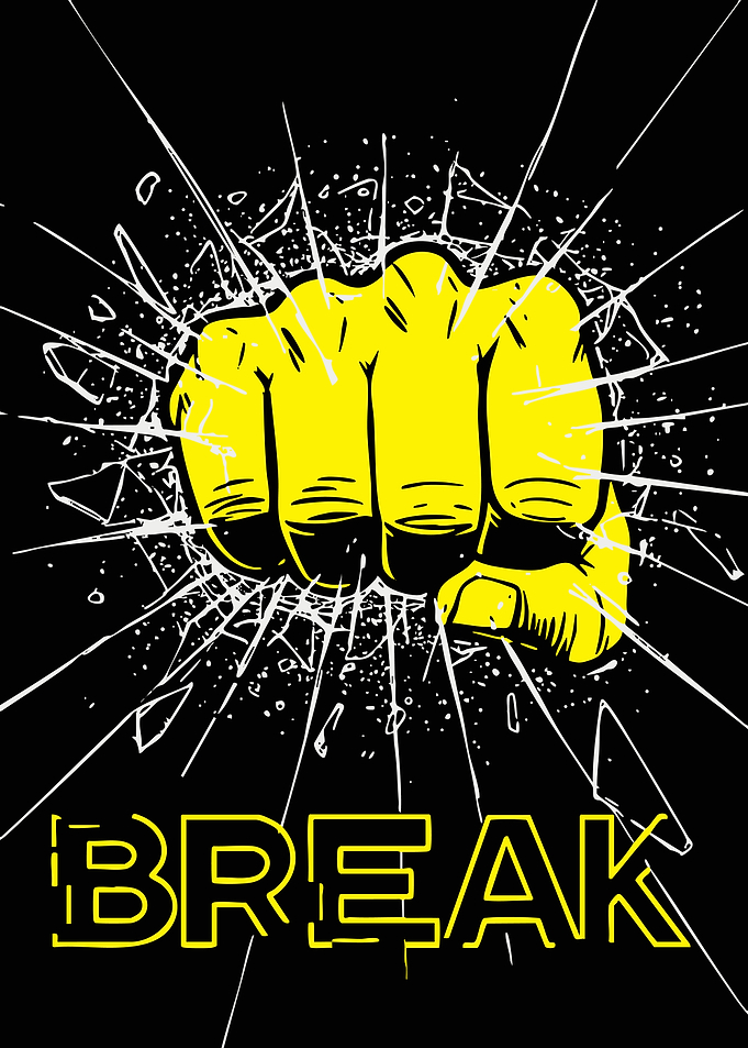 Fist Breaking Through Glass