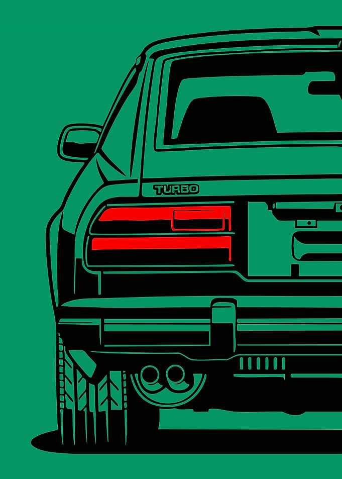 Retro Turbo Car Rear View