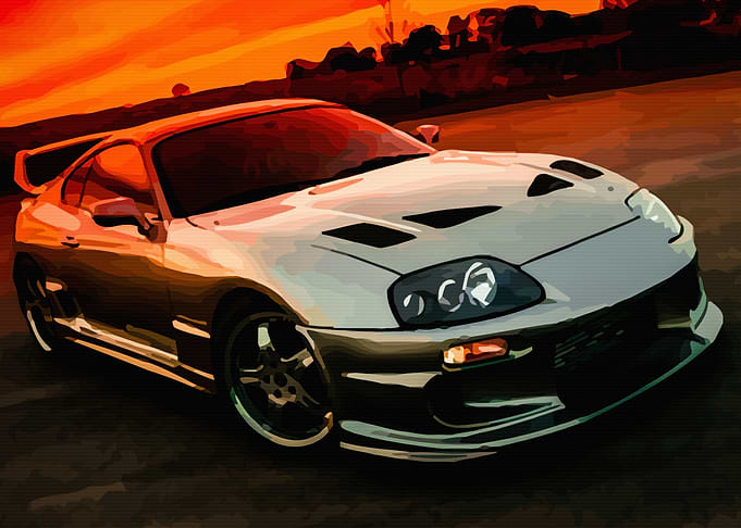 Tuned Toyota Supra at Sunset