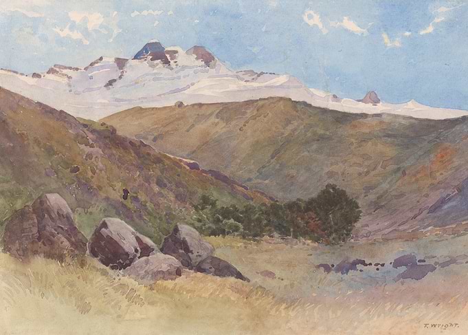 Snow-capped mountains and rocky terrain
