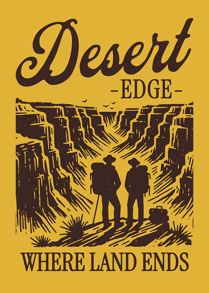 Desert Edge Poster Vintage Engraving Canyon Landscape Western Travel Rustic Wall Art