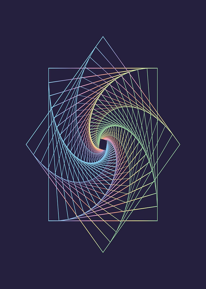 Geometric Spiral with Rainbow Gradient