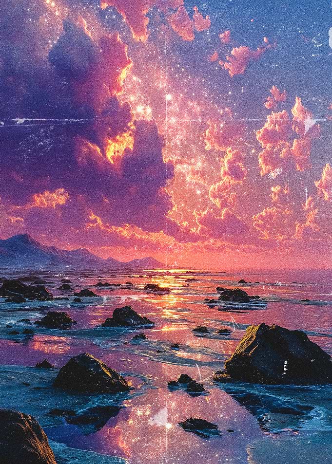 Sunset Over Rocky Coastline