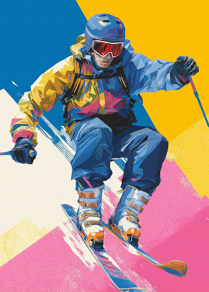 Skier in Colorful Jacket