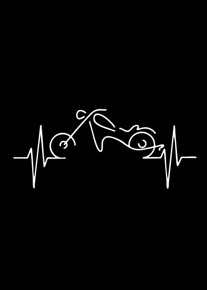 Motorcycle Heartbeat Line Art