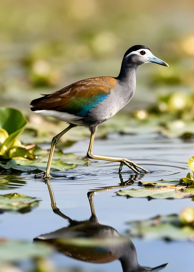 African Jacana Walking on Water