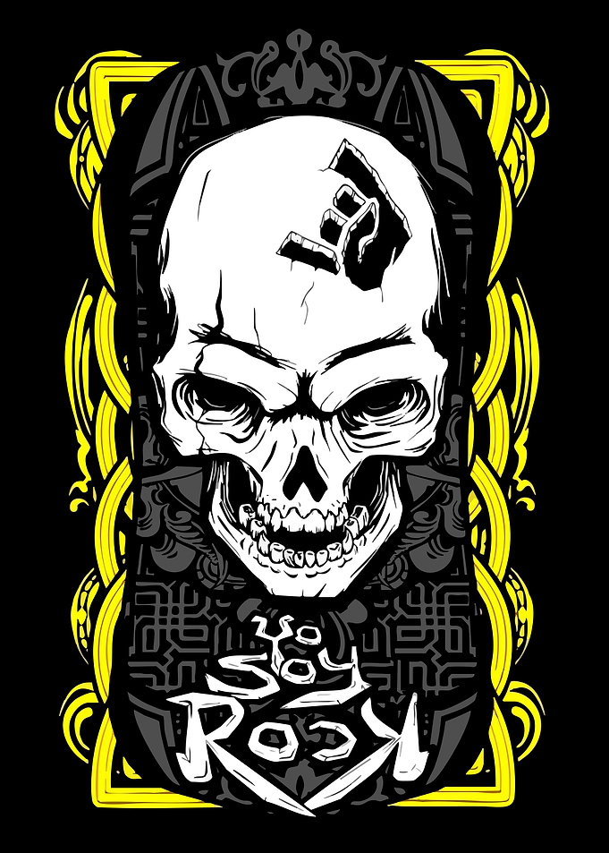 Skull with Rock On Hand Gesture