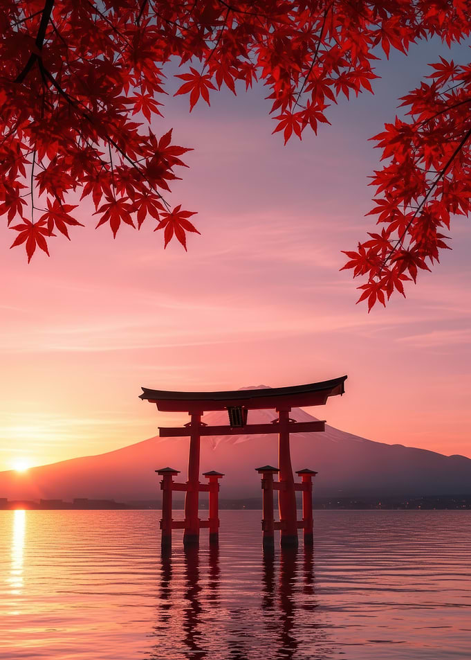Torii Gate at Mount Fuji Sunrise