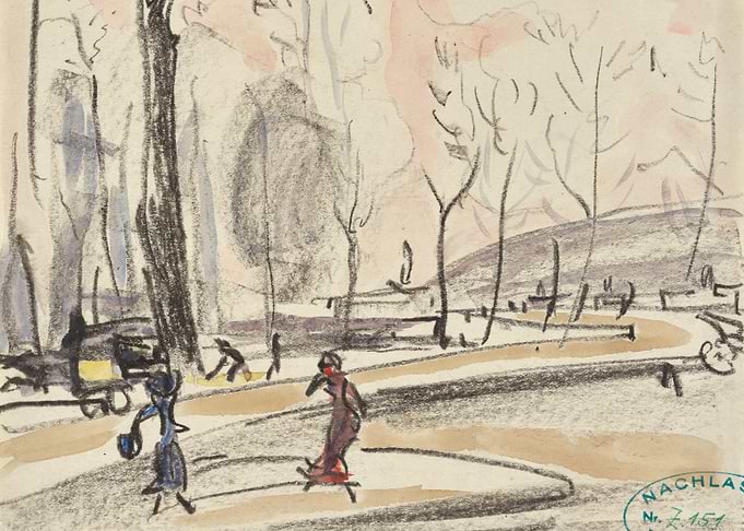 Park Scene with Figures and Carriage
