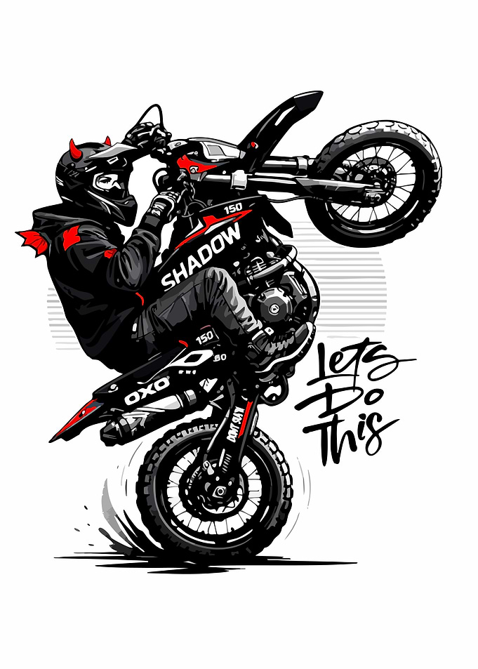 Motorcyclist Performing a Wheelie