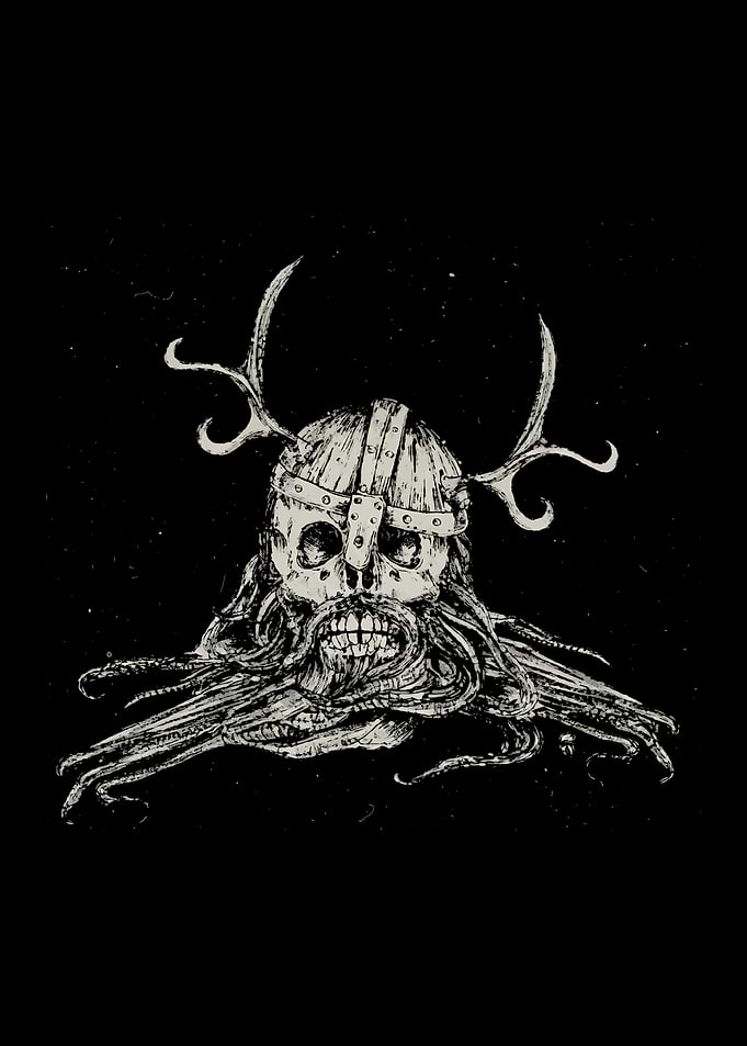 Viking Skull with Antlers