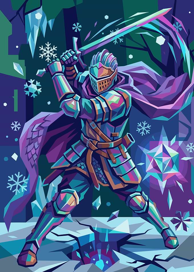 Knight in Icy Environment
