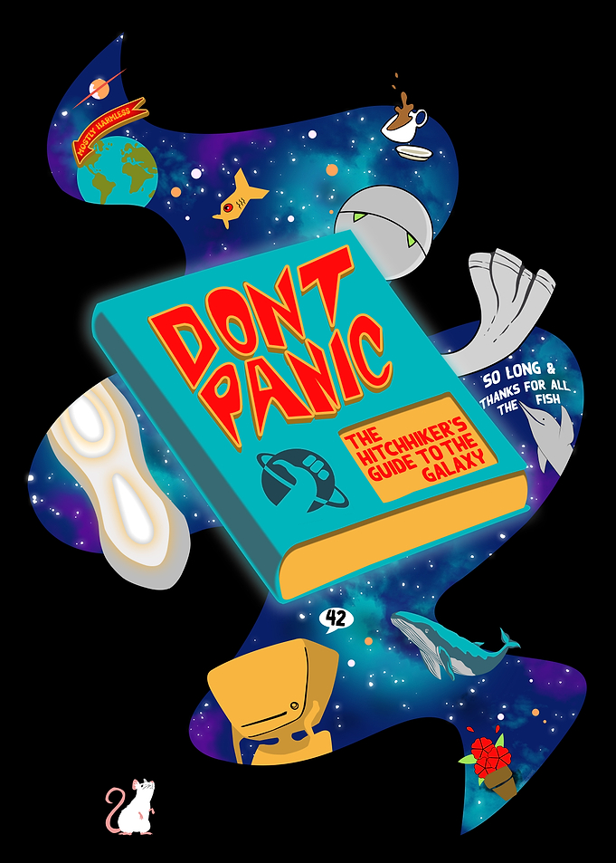 Don't Panic Hitchhiker's Guide to the Galaxy