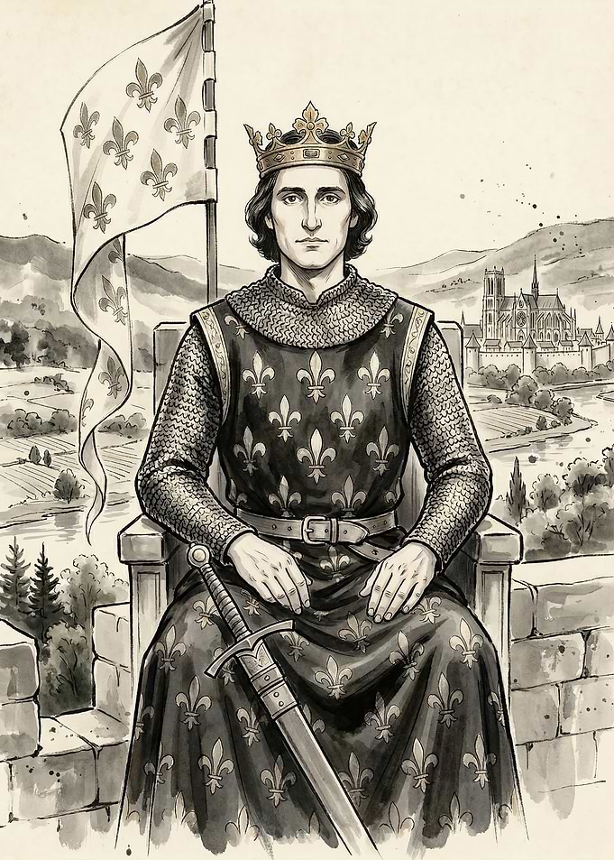 King in Armor with Fleur-de-lis