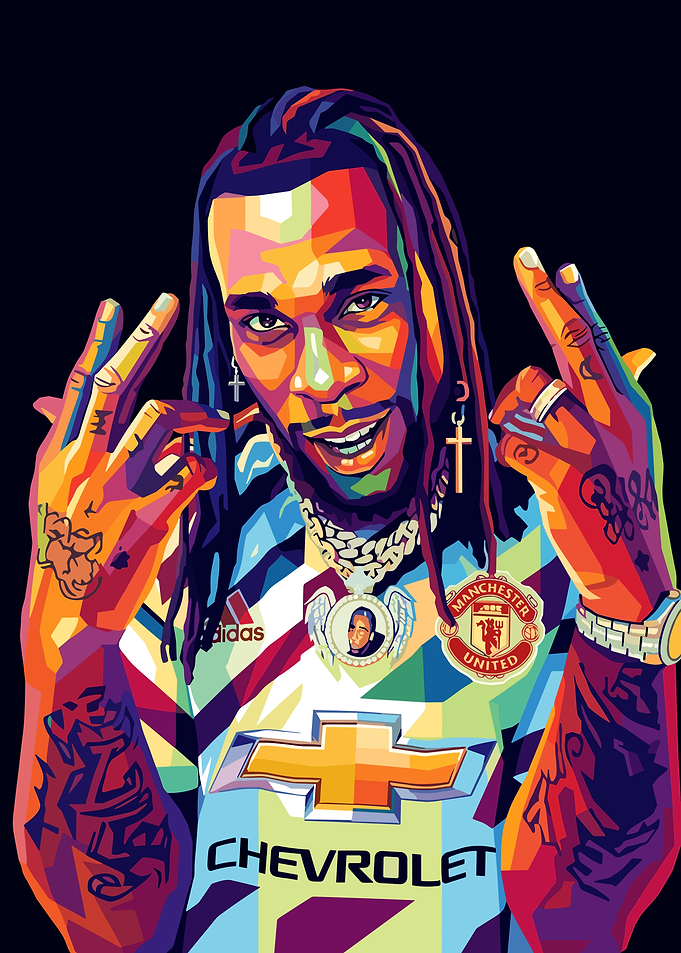 Burna Boy in Manchester United Jersey
