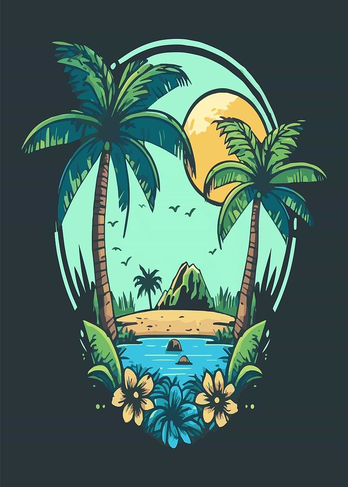 Tropical Island Paradise Scene