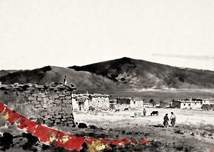 Tibetan Village Landscape Painting