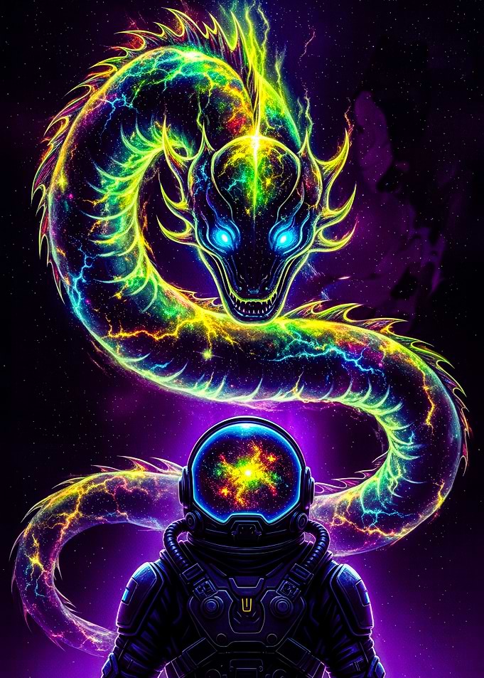 Astronaut and Cosmic Dragon