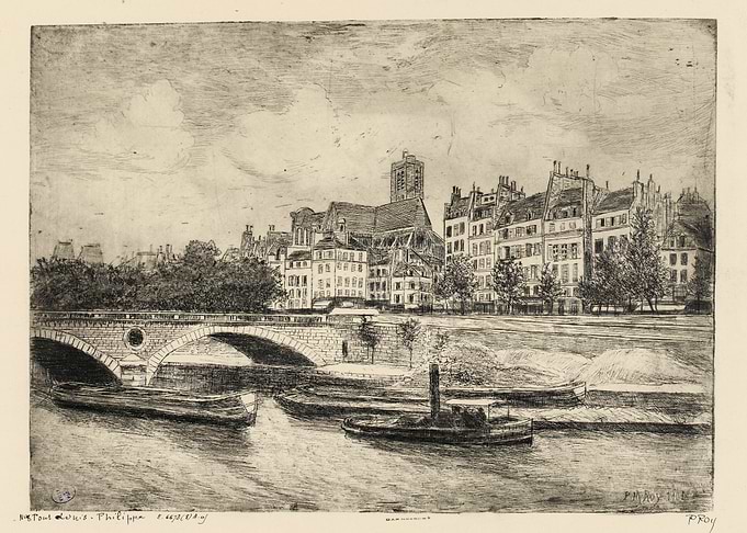 Parisian River Scene with Bridge and Buildings