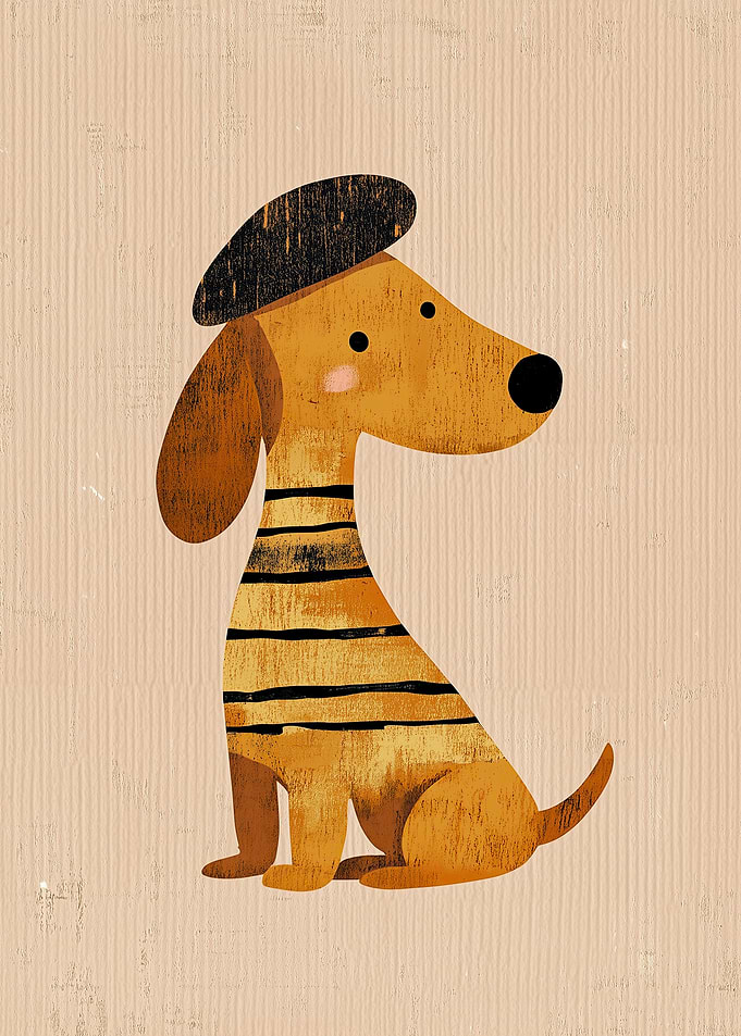 Dachshund Dog Wearing a Beret