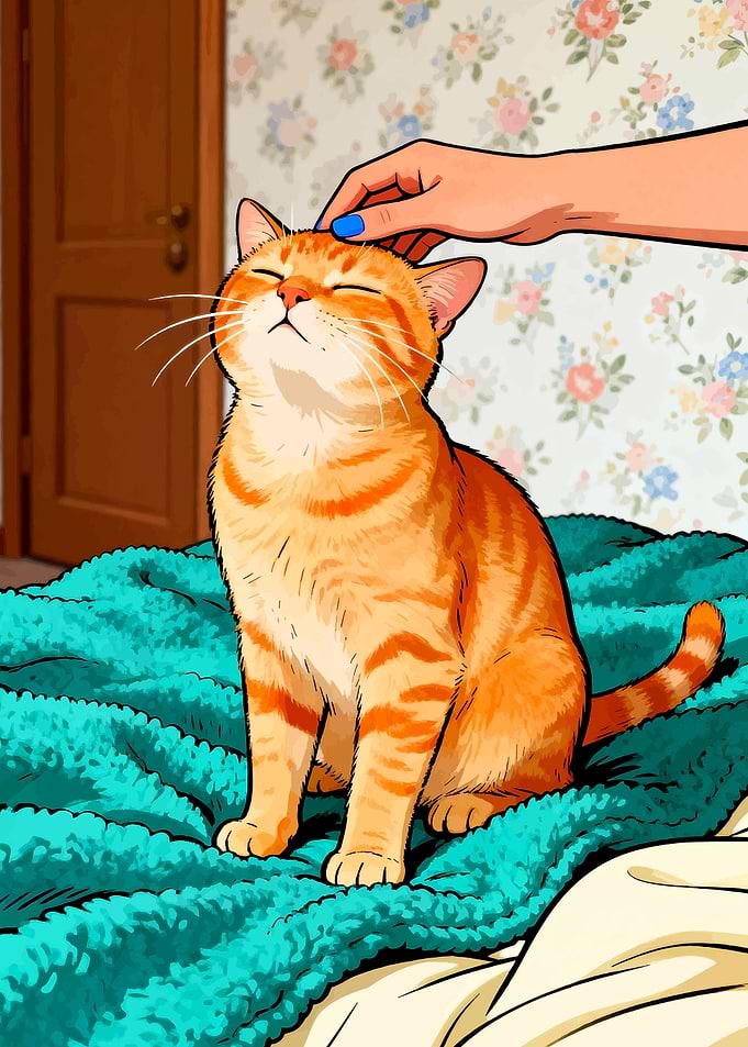 Ginger Cat Being Petted