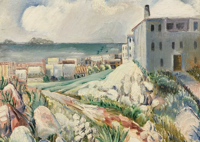 Coastal Town Landscape Painting