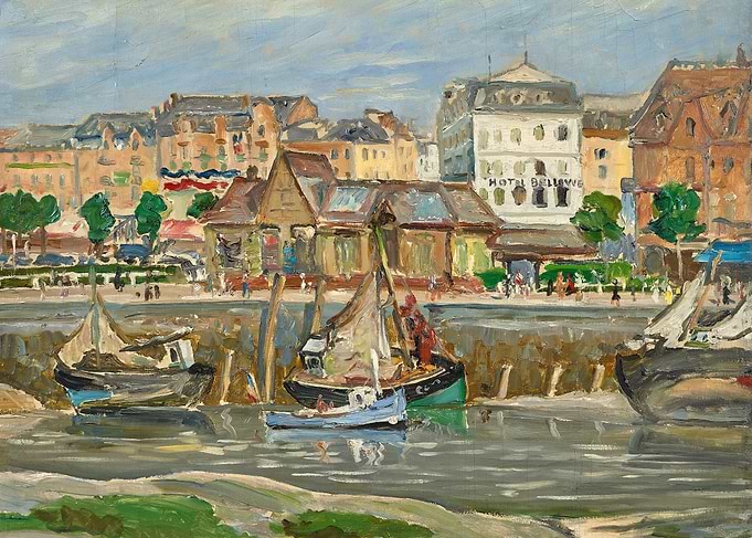 Harbor Scene with Boats and Buildings