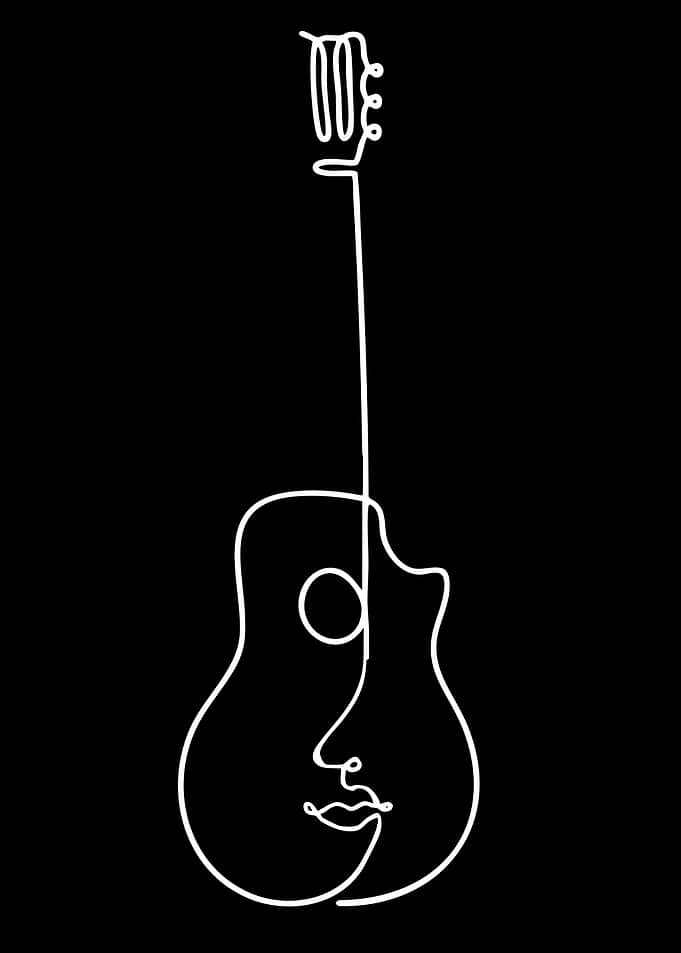 Abstract Guitar Face Line Art