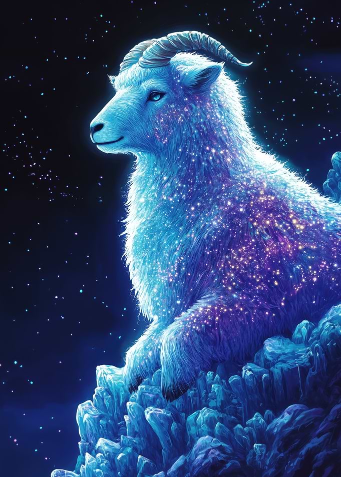 Cosmic Goat on Crystal Mountain Zodiac