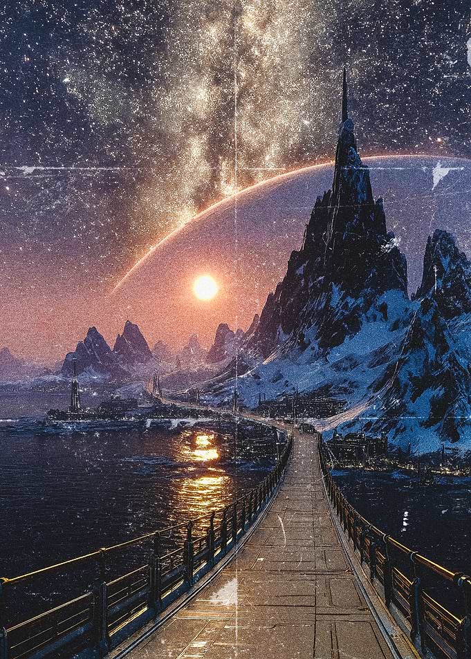 Sci-fi alien planet landscape