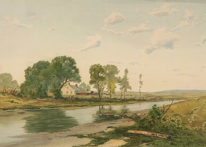 Rural Landscape with River and House