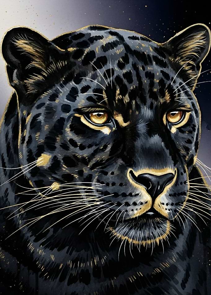 Black Panther with Gold Accents