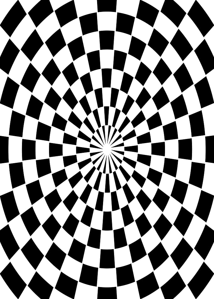 Black and White Radial Checkerboard Pattern