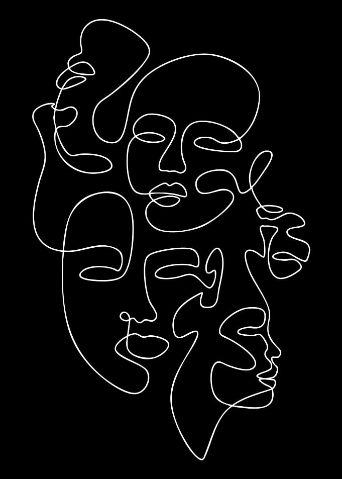 Abstract Line Art Faces