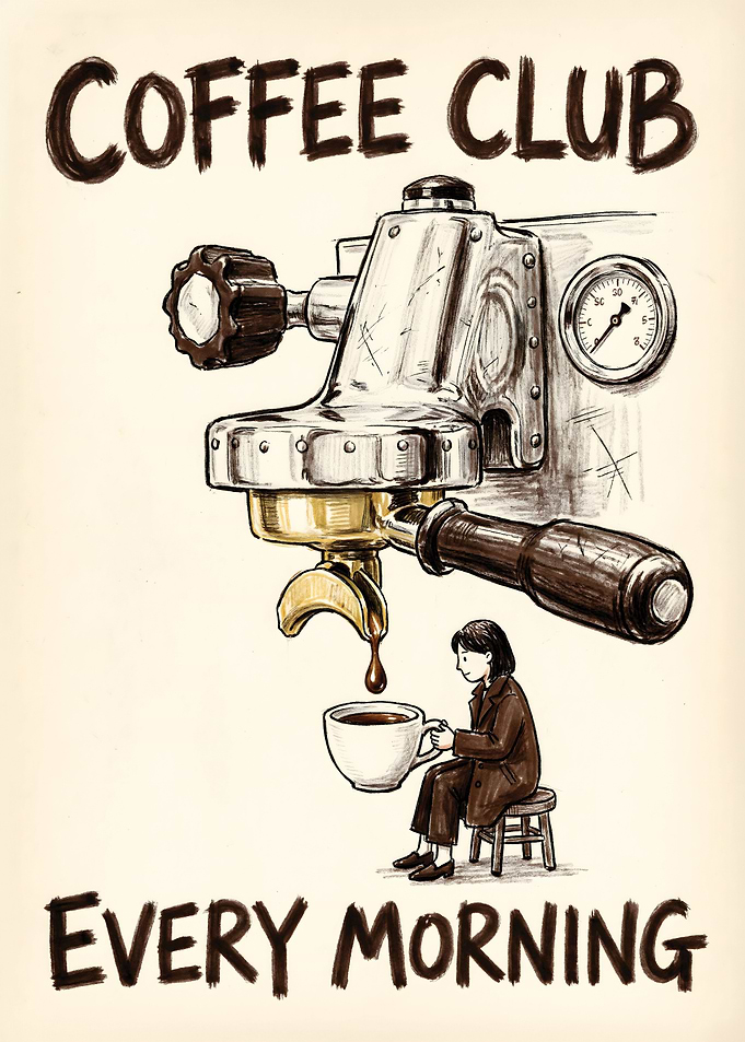 Coffee Club Every Morning Poster