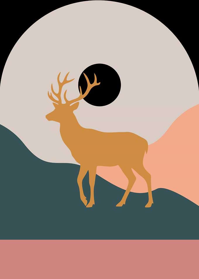 Deer in a Minimalist Landscape