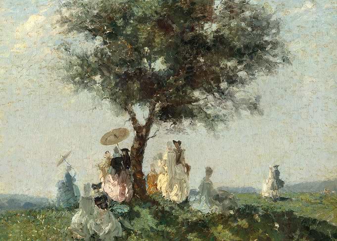 People picnicking under a tree