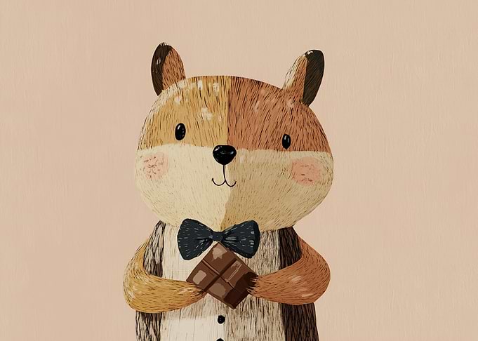Cute Squirrel Holding Chocolate Bar