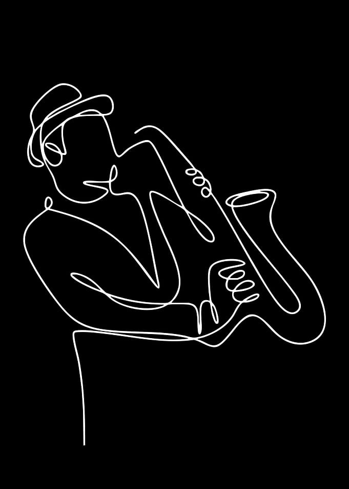 Musician Playing Saxophone Line Art