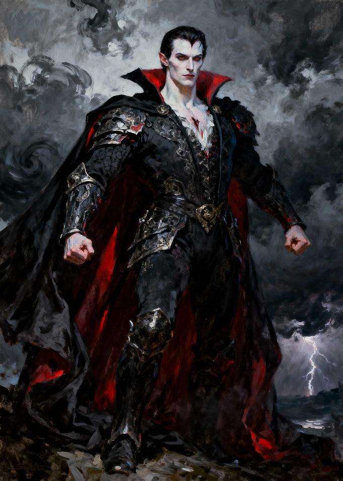 Vampire Lord in Stormy Landscape