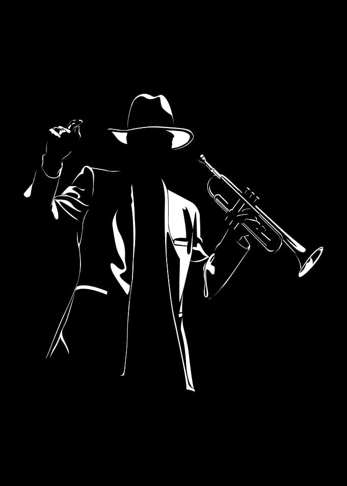 The Midnight Trumpeter - Noir Silhouette