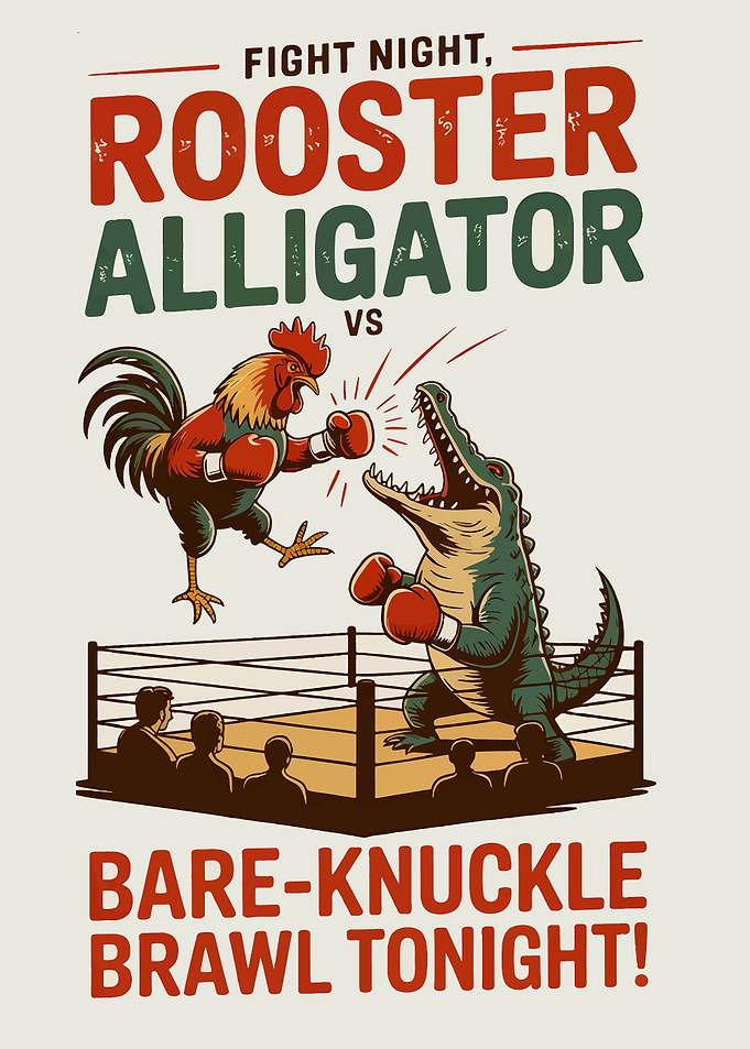 Rooster vs Alligator Fight Night