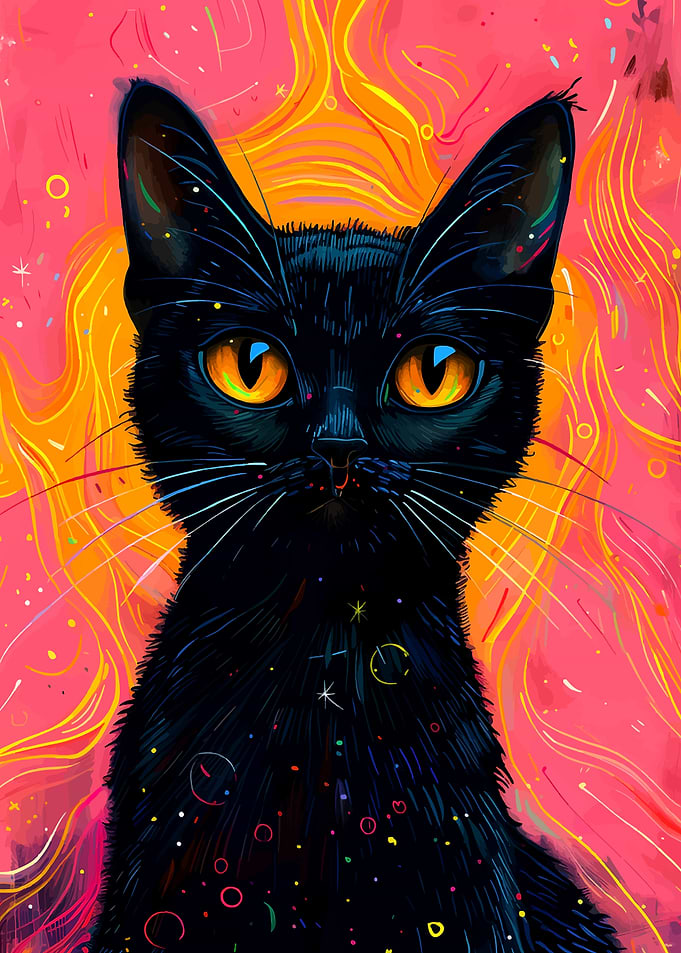 Black Cat with Orange Eyes
