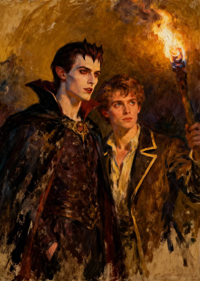 Vampire and Human with Torch