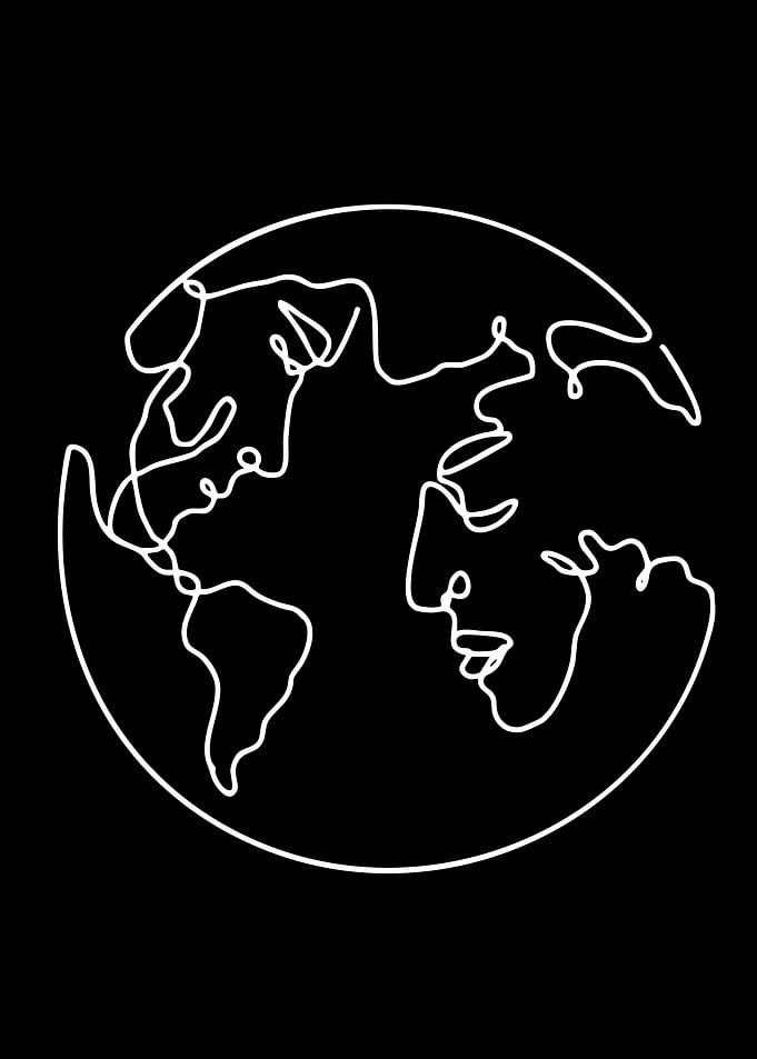 Abstract Earth Face Line Art