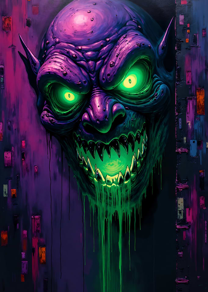 Scary Green Goblin Face