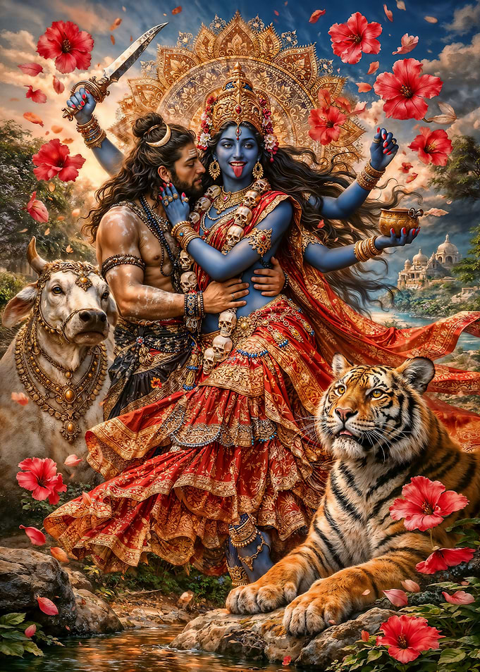 Divine Embrace of Kali and Shiva