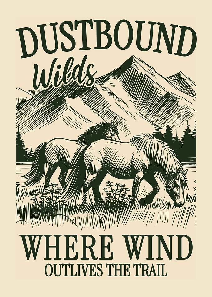 Dustbound Wilds Horse Poster Vintage Western Landscape Rustic Nature Wall Art