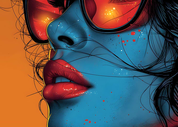 Close-up of a woman's face with sunglasses